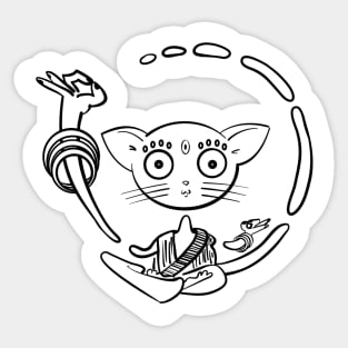 Buddhist meditating kitty cat awakening Sticker